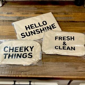 NWT 3 Piece Bundle & Bliss Baby care set. Off white w/ black writing